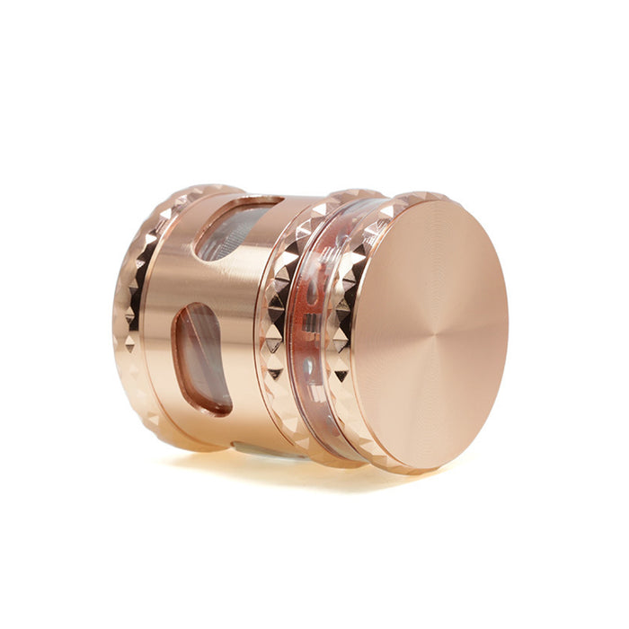 67MM With Drawer Top Cover 5 Layers Side Window Visible Smoke Grinder-Rose Gold