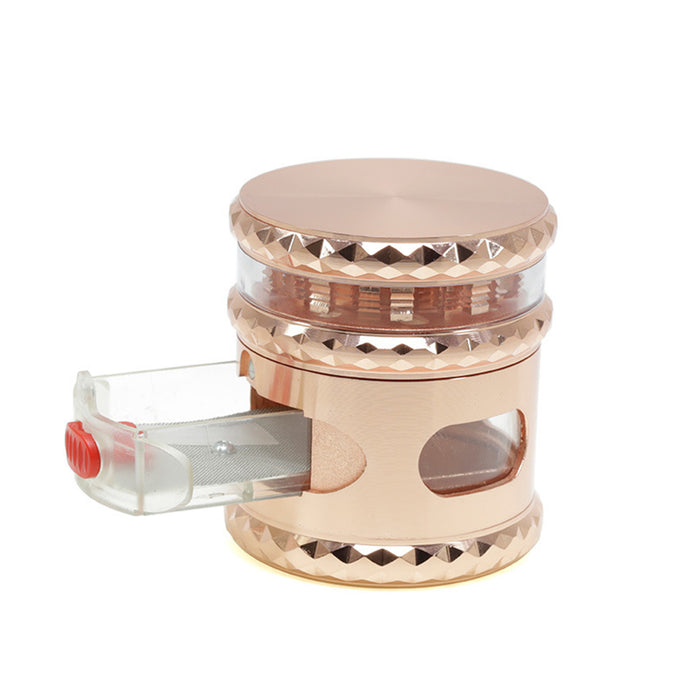 67MM With Drawer Top Cover 5 Layers Side Window Visible Smoke Grinder-Rose Gold