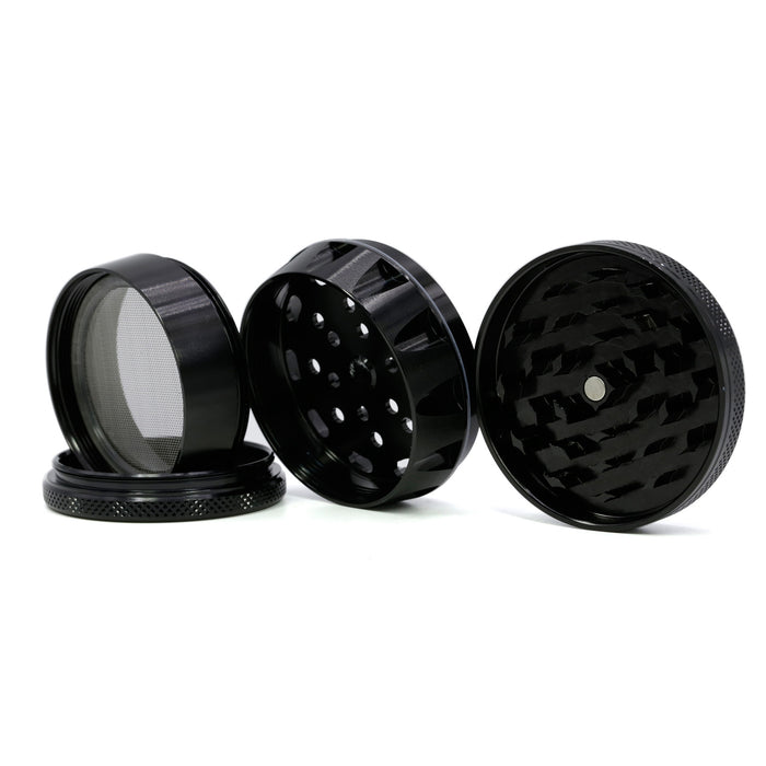 69MM Aluminum Alloy Four-Layer Concave Chamfered Herb Grinder-Black