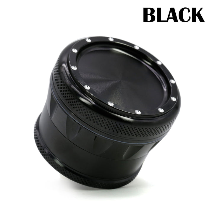 69MM Aluminum Alloy Four-Layer Concave Chamfered Herb Grinder-Black
