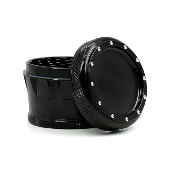 69MM Aluminum Alloy Four-Layer Concave Chamfered Herb Grinder-Black