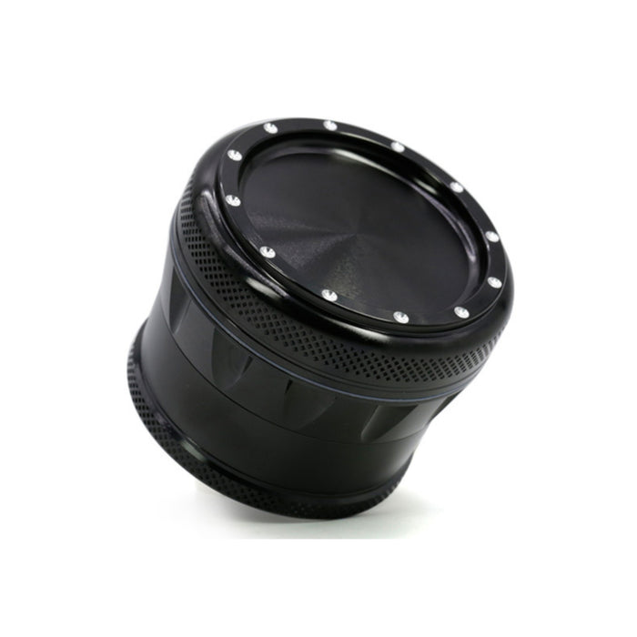 69MM Aluminum Alloy Four-Layer Concave Chamfered Herb Grinder-Black