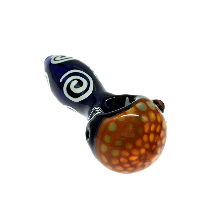 White Volume Moire Spoon Pipe with Honeycomb Bowl & Glass Marbles 075#