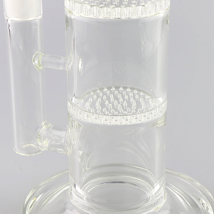 14" Tall Two Honeycomb Straight Tube Glass Water Bong 342#