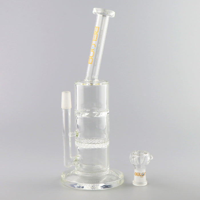 Two Honeycomb Bent Neck Glass Water Pipe with Logo 346#