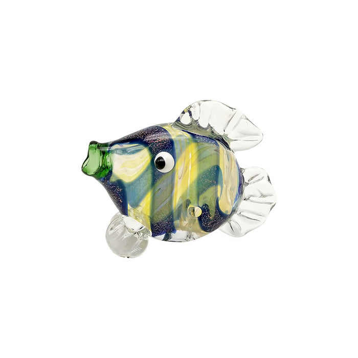 Blue Striped Tropical Fish Glass Hand Pipe Good Quality 127#