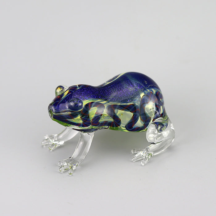 Blue Stripe Brown Body Toad Frog Glass Pipe with Clear Four Legs 141#