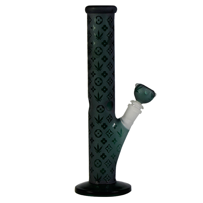 12" lv Pattern Dark Green Straight Tube Glass Water Pipe 424#