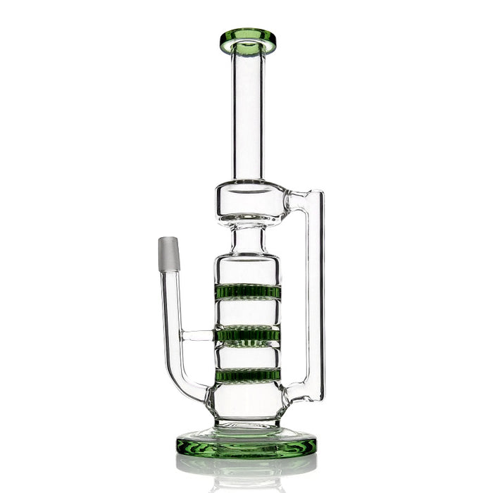 3 Layer Honeycomb Perc Glass Water Pipes with Green Color