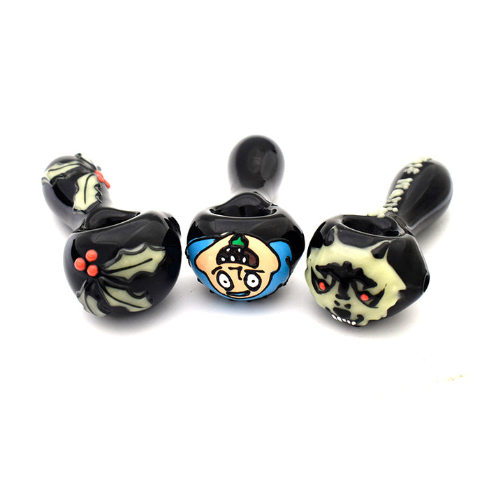 4“ Classic style black color with label spoon pipe G38