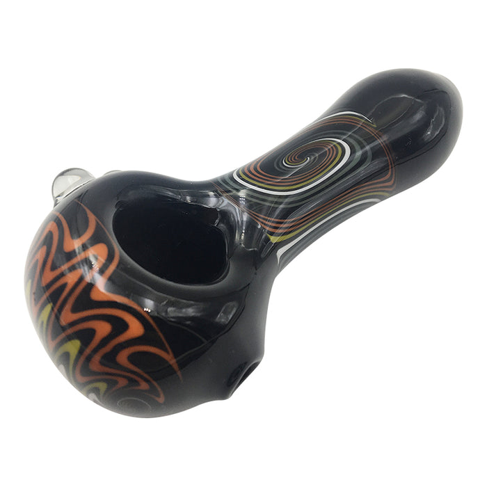 Multiple Circles Glass Spoon Pipe With Reverse Waves Bowl  190#