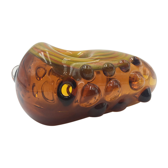 Amber Color Shapes Hand Pipe Has Glass Marbles Both Sides  179#