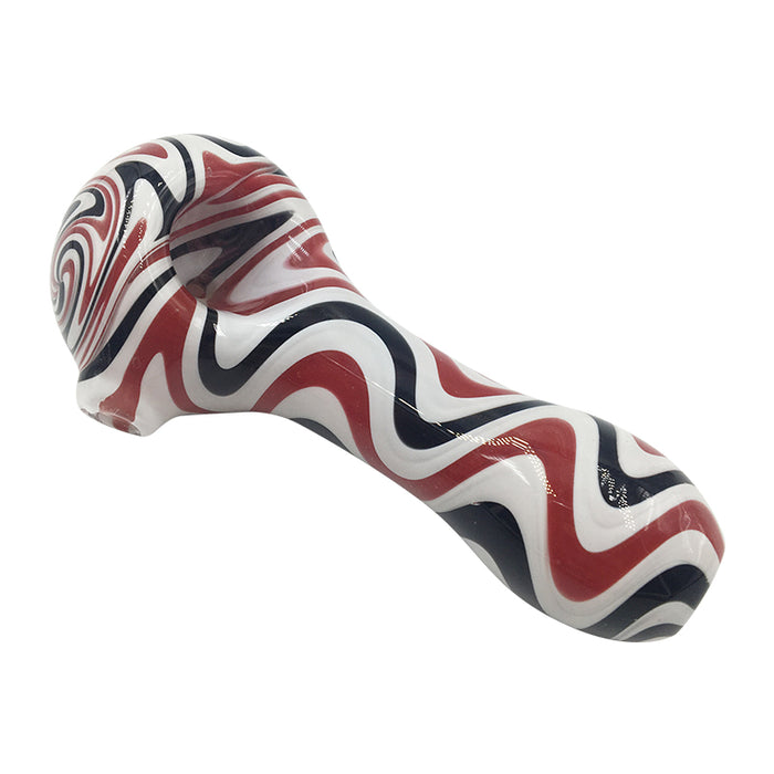 Red Black White 3 Colors Mixed Hybrid Lines Spoon Hand Pipe Glass 178#