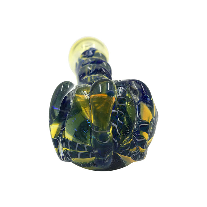 Spiral Glass Spoon Pipe--Fumed Inside-Out Stripe Frit Has claws Bowl 098#