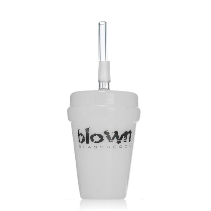 Brown Cup Dab Rig Bong  White Glass with 8" Height