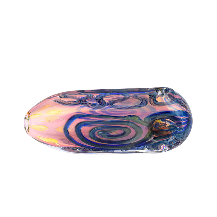 Glass Spoon Pipe Colored Glass Hand Pipe with Marbles and Squiggles 366#