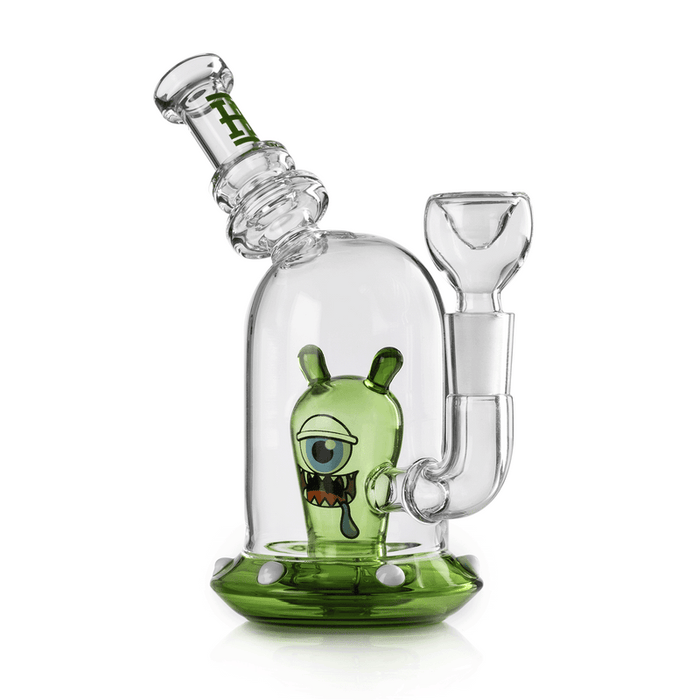 7" UFO Space Monster Glass Bong-Green Color
