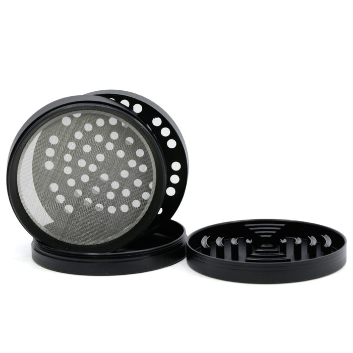 75MM 4 Piece Zinc Alloy Colorful Monochrome New Tooth Weed Grinder-Black