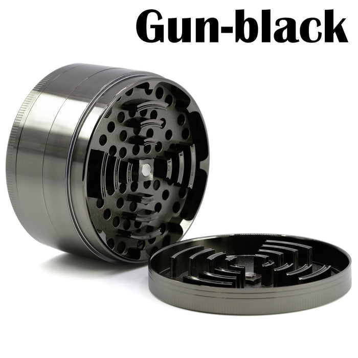 75MM 4 Piece Zinc Alloy Colorful Monochrome New Tooth Weed Grinder-Gun-Black