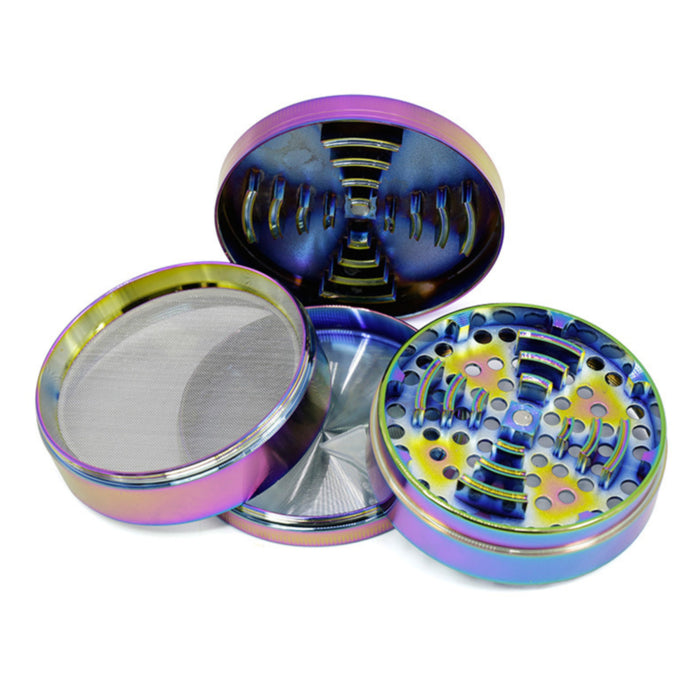 75MM 4 Piece Zinc Alloy Colorful Monochrome New Tooth Weed Grinder-Ice-Blue
