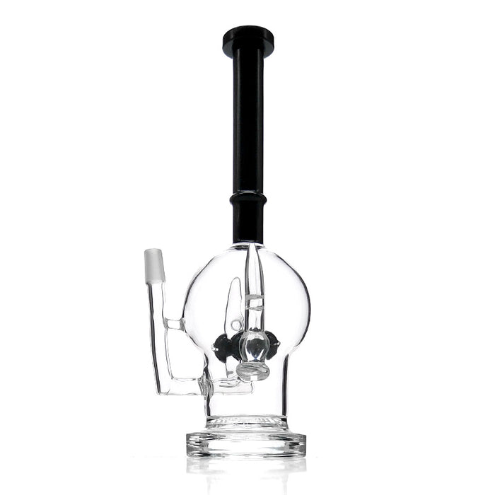 12" Tall Straight Tube Glass Bong with Black Color 107#