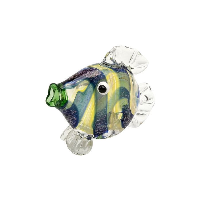 Blue Striped Tropical Fish Glass Hand Pipe Good Quality 127#