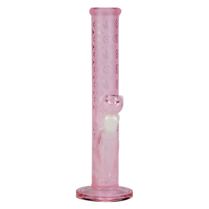 12" lv Pattern Pink Straight Tube Glass Water Pipe 423#