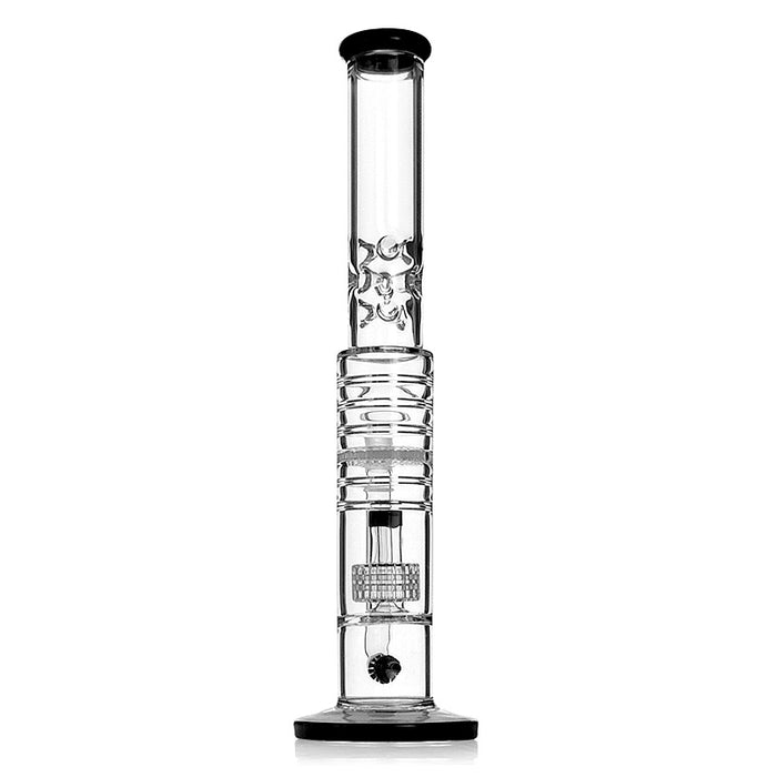 Big Sraight 18 Inches Black Glass Bongs with Double Perc 167#