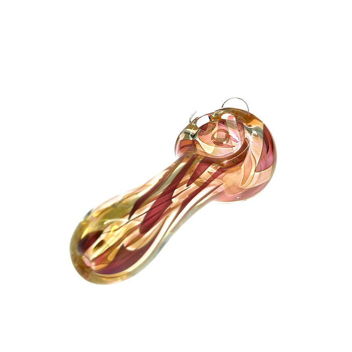 Colored Stripe Fumed Spoon Pipe with Glass Marbles 084#