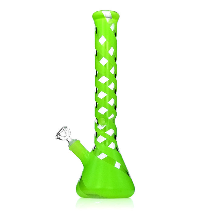 15.5" Glass Green Beaker Bong with Fluorescent Green 280#
