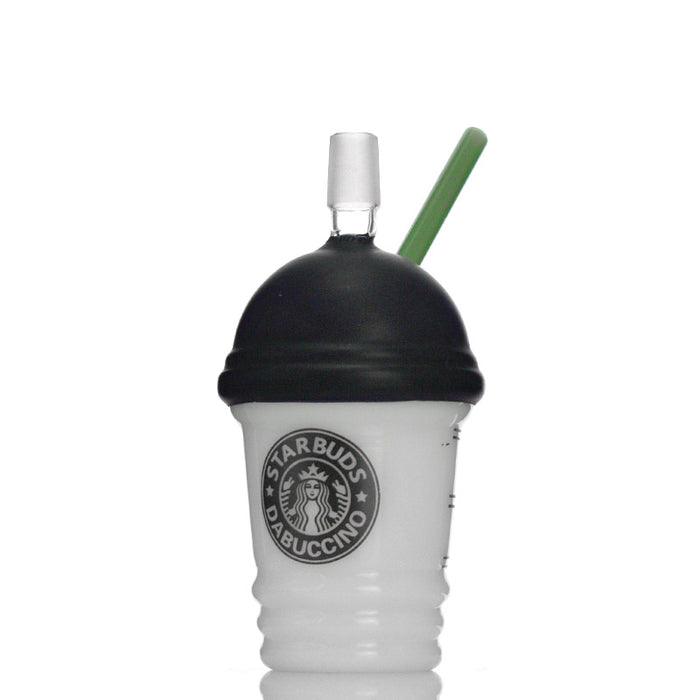 18MM 8 Inches Black and White Starbucks Glass Water Pipe  Cup
