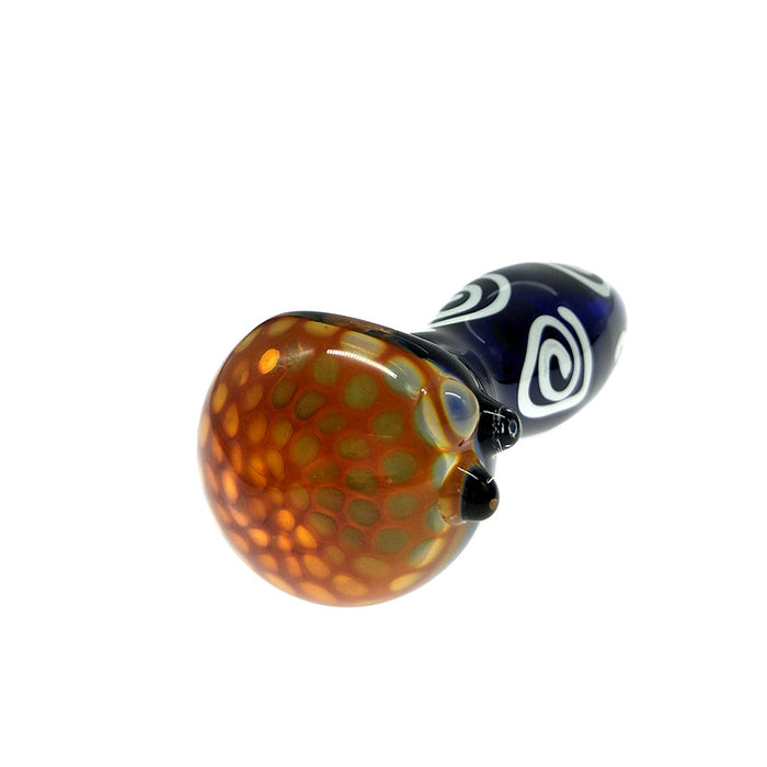 White Volume Moire Spoon Pipe with Honeycomb Bowl & Glass Marbles 075#