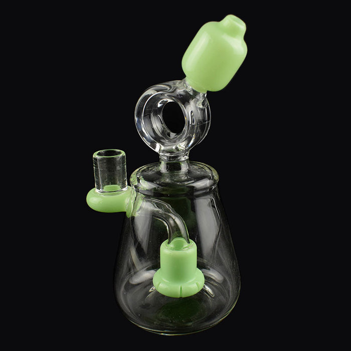 New Arrival Green Recycler Glass Bong with Inline Perc Water Pipe Dab Rig 388#