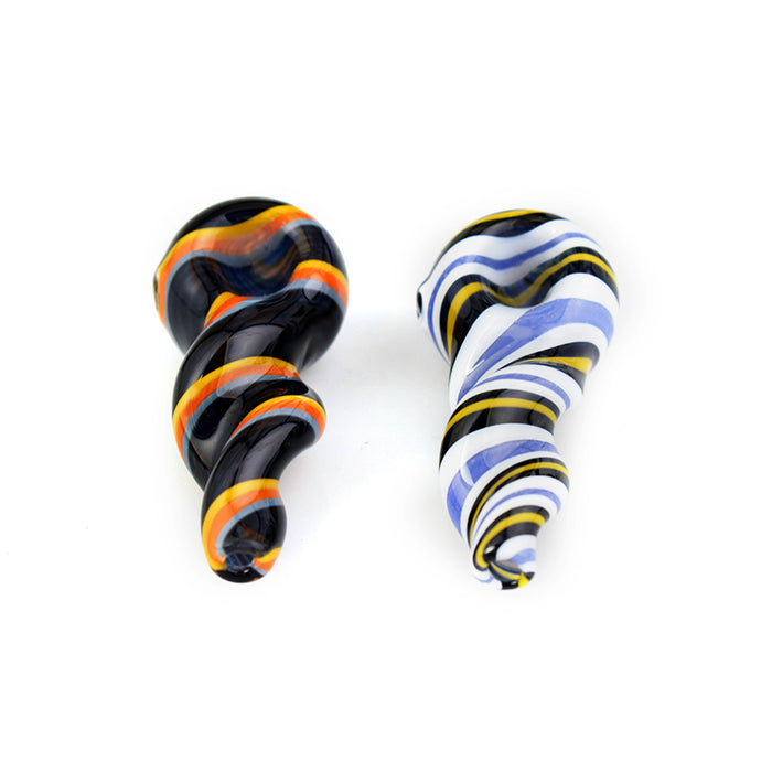 Colored Stripes Spoon Hand Pipe with Spiral Twisted for Smoke Shop 022#