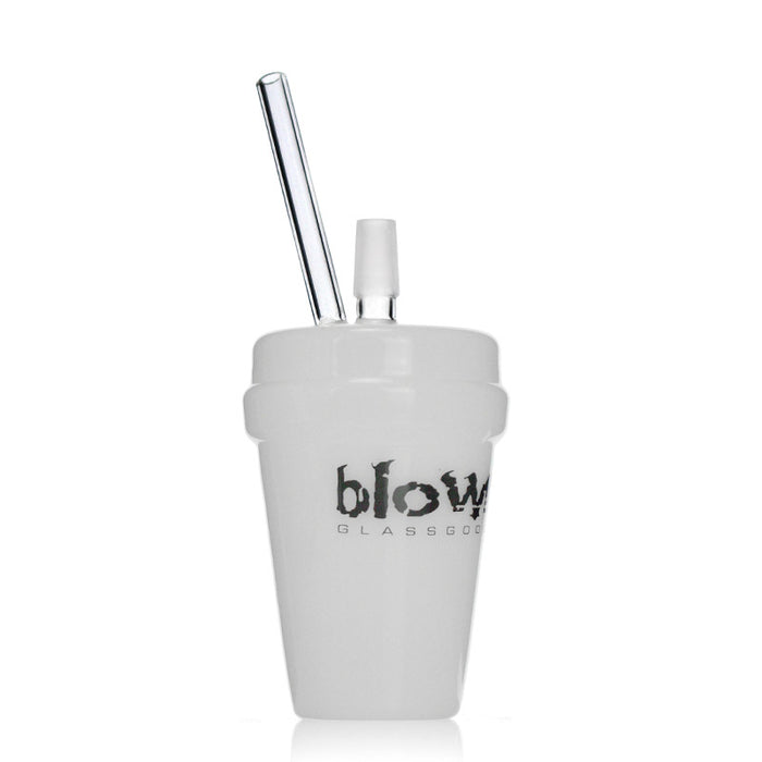 Brown Cup Dab Rig Bong  White Glass with 8" Height