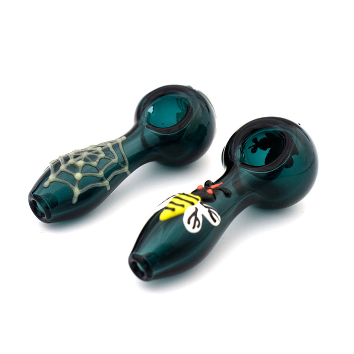 4“ Classic dark green glowing spider pipe G33