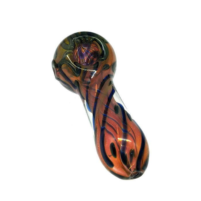 Colored grain drawing Spoon pipe With Black Spiral Stripe 104#