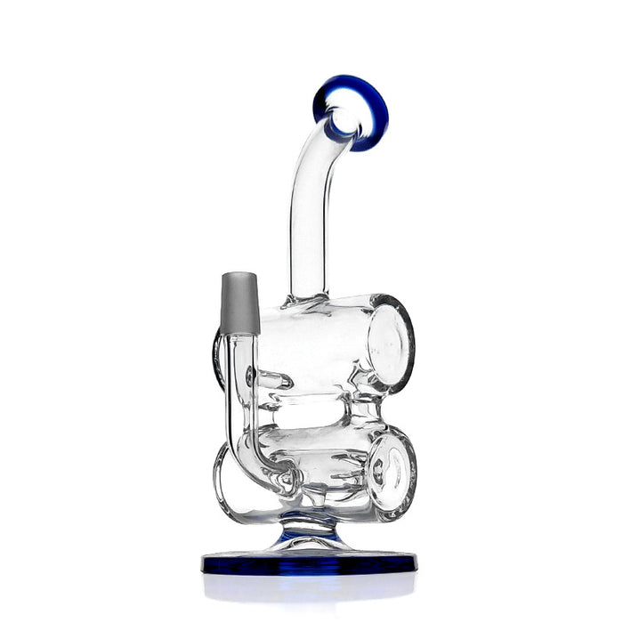 8.5" Double Barrel Hammerhead Recycler Water Pipe Rig with Blue  Color