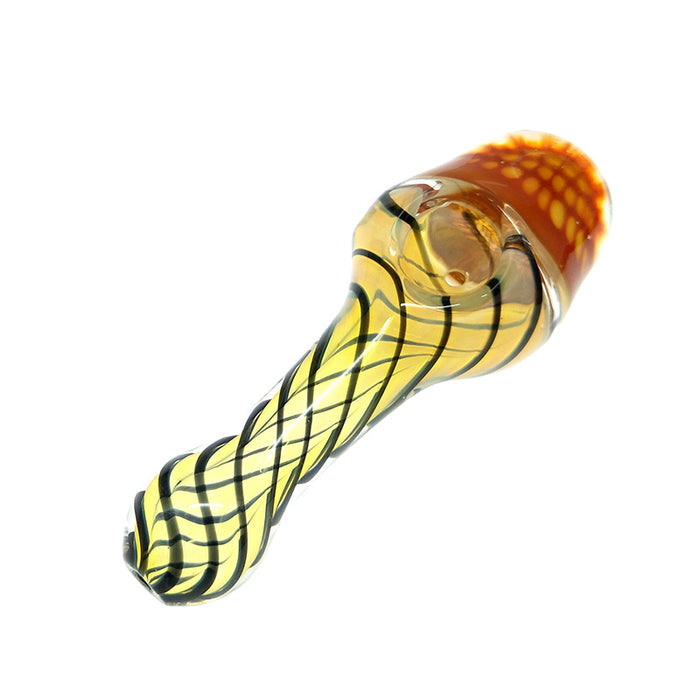 Black Stripes Pale Yellow Spoon Pipe W/ Honeycomb Bowl 093#
