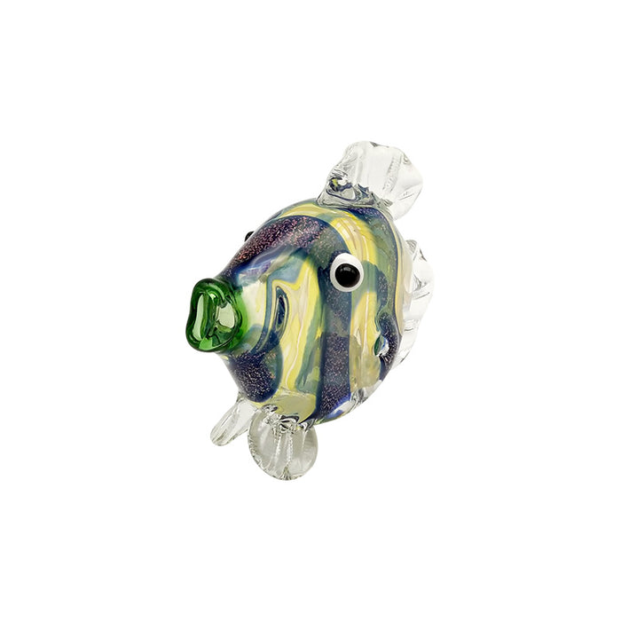 Blue Striped Tropical Fish Glass Hand Pipe Good Quality 127#