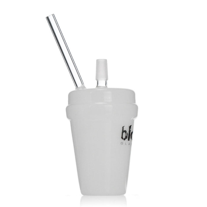 Brown Cup Dab Rig Bong  White Glass with 8" Height