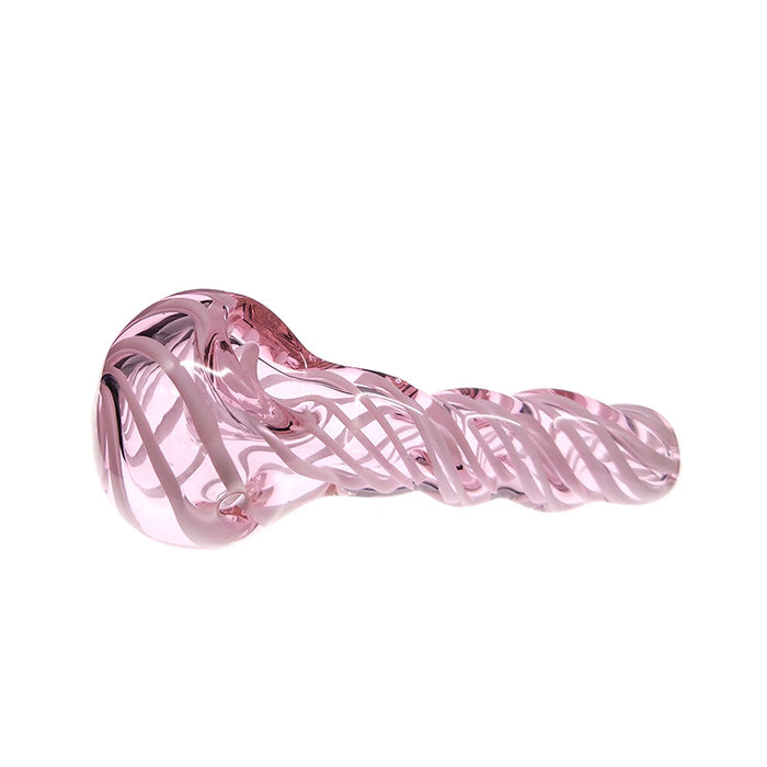 Inside Pink Cross stripes Clear Spoon pipe for Girl Gift 025#