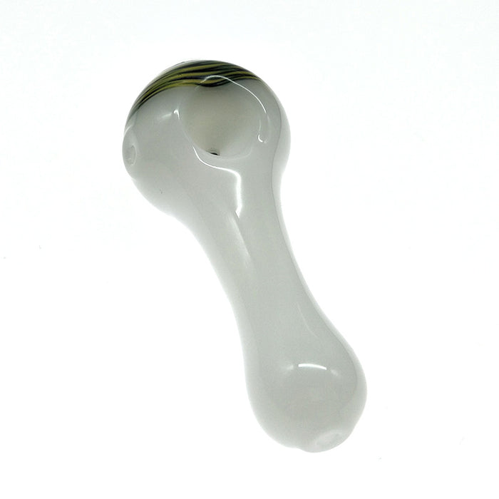 White Jade Spoon pipe Green Thread Marbles Glass Bowl Pipe 076#