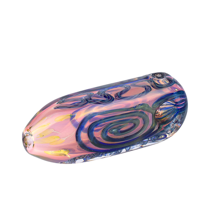 Glass Spoon Pipe Colored Glass Hand Pipe with Marbles and Squiggles 366#