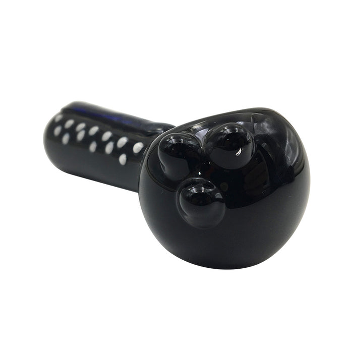 Owl Bowl Glass Spoon Pipe with Article Black & White Stripes 216#