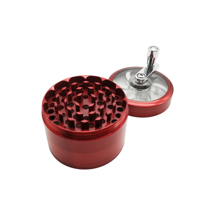50mm 4 Layers Zinc Alloy Metal Herbal Smoking Crusher Hookah Pipe Tobacco Grinder With Hand Crank Easy Operation