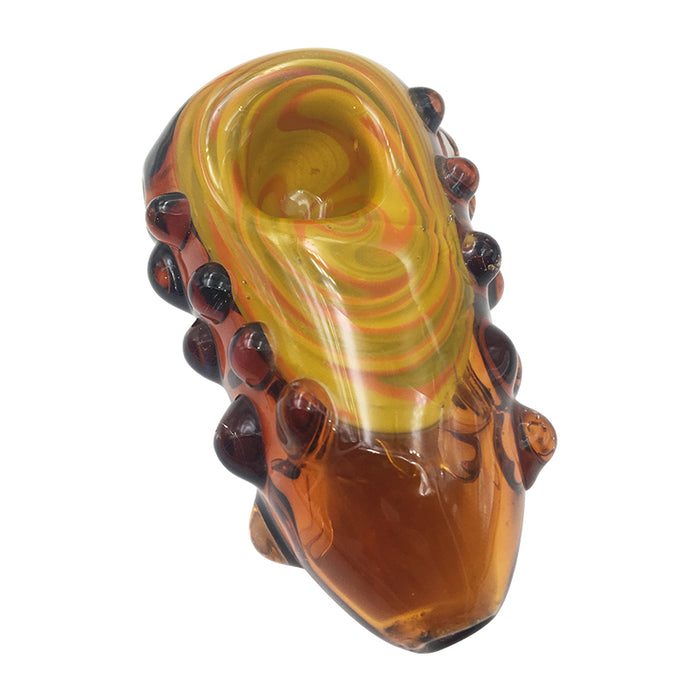 Amber Color Shapes Hand Pipe Has Glass Marbles Both Sides  179#