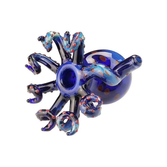 Blue Speckle Octopus Design Glass Hand Pipe  073#