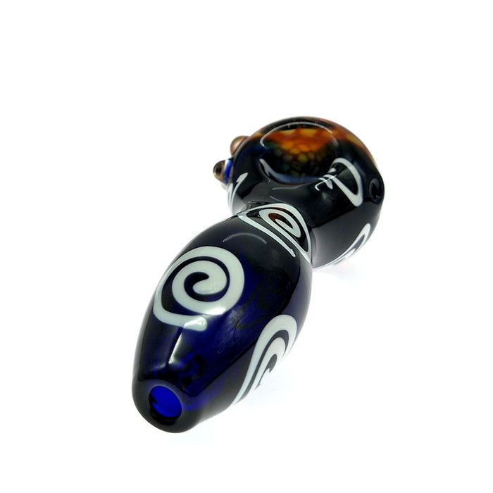 White Volume Moire Spoon Pipe with Honeycomb Bowl & Glass Marbles 075#