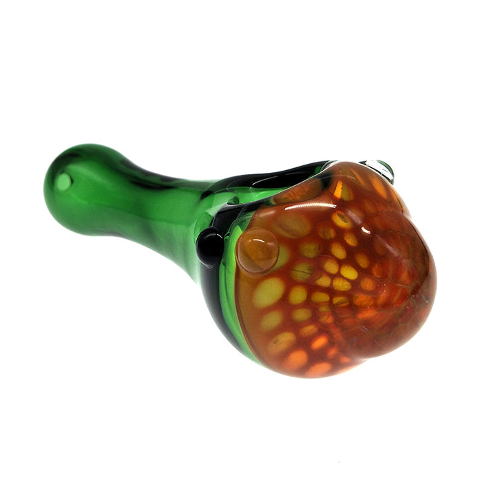 Green Glass Spoon pipe H/ Honeycomb Bowl and Little Marbles 078#